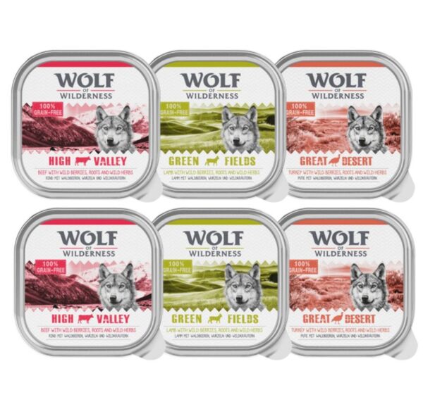 Wolf of Wilderness Adult 6 x 300 g Blandingspakke: storfekjøtt