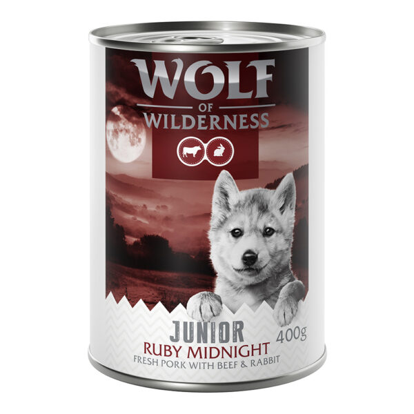 Wolf of Wilderness "RED Meat" Junior 6 x 400 g - Ruby Midnight