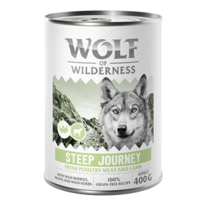 Wolf of Wilderness Adult 6 x 400 g - med fjærkre - Steep Journey - Fjærke med lam