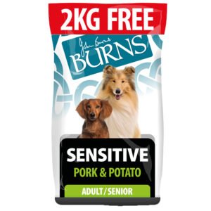 2 kg gratis! 14 kg Burns tørrfôr - Adult Sensitive - Svinekjøtt og potet