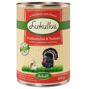 Økonomipakke Lukullus 12 x 400 g - Villkanin & Kalkun