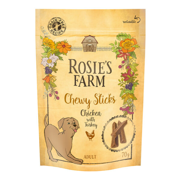 Rosie's Farm tyggesnacks kylling med kalkun - 5 x 70 g