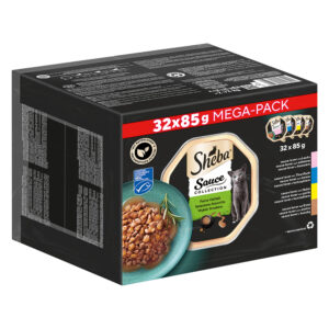 84 + 12 gratis! 96 x 85 g Multipakke Sheba varianter skåler - Sauce Lover (laks