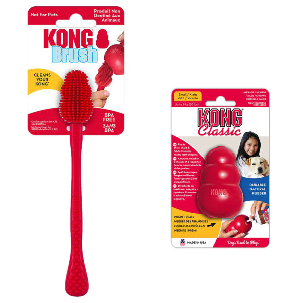 Sparesett: KONG Classic + KONG rengjøringsbørste - KONG Classic S (7 cm)+ rengjøringsbørste S-XXL