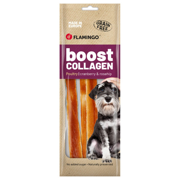 Flamingo Boost kollagenstrimler med kylling - 3 x 60 g