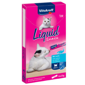 Vitakraft Cat Liquid-Snack - Laks + omega-3 - 6 x 15 g