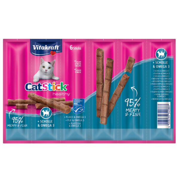 Vitakraft Cat Stick Classic - Rødspette & omega 3 (6 x 6 g)