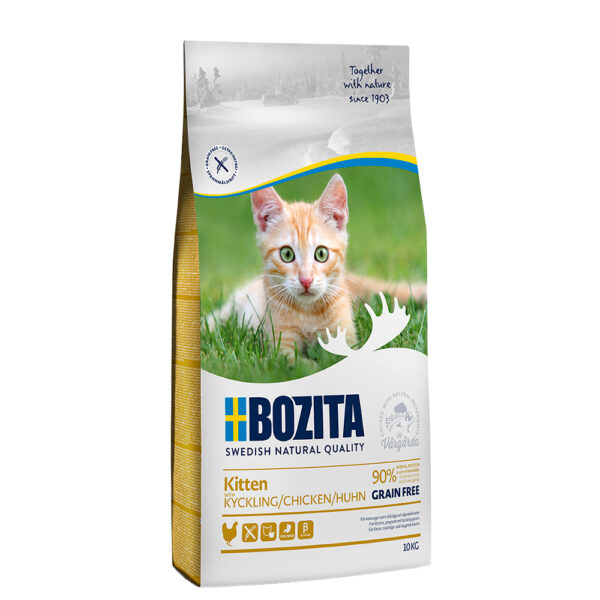 8 + 2 kg gratis! Bozita Feline tørrfòr 10 kg - Kitten Grainfree