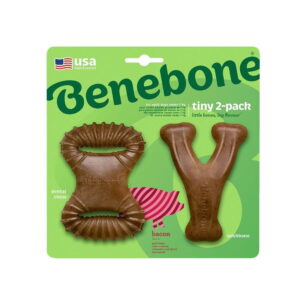 Benebone 2-pack Dentaltygg /Wishbone Hunbein i Nylon med Baconsmak XS