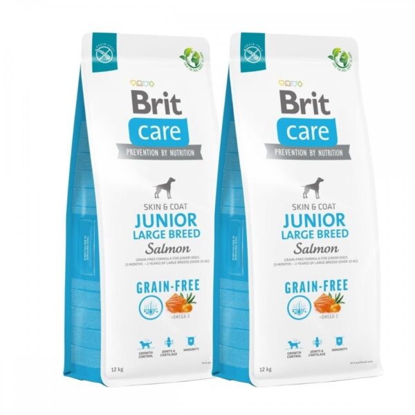 Brit Care Dog Junior Large Breed Grain Free Salmon 2x12 kg