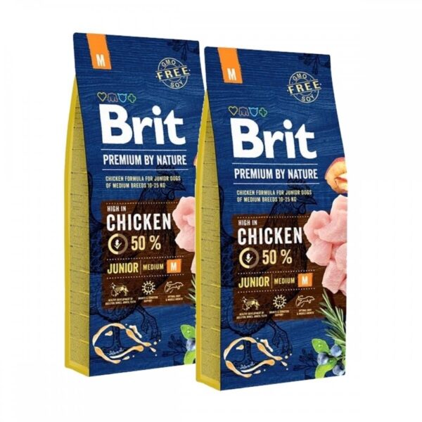 Brit Premium By Nature Dog Junior Medium Chicken 2x15 kg