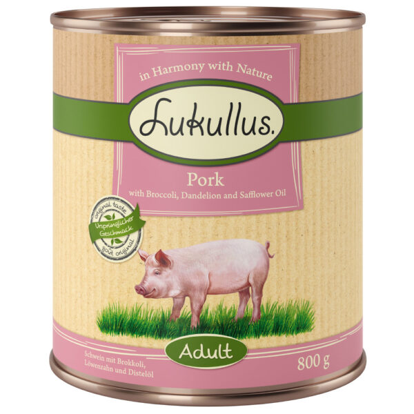 Lukullus Naturkost Adult uten korn 6 x 800 g - Svin