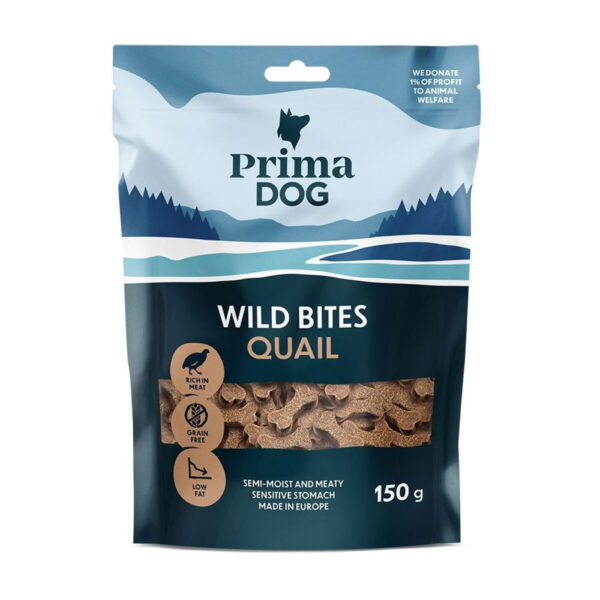 PrimaDog Wild Bites Hundgodbiter Vaktel 150 g