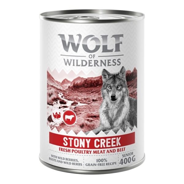 Wolf of Wilderness senior "Ekspedisjon" 6 x 400 g - Stony Creek - Fjærkre med storfe