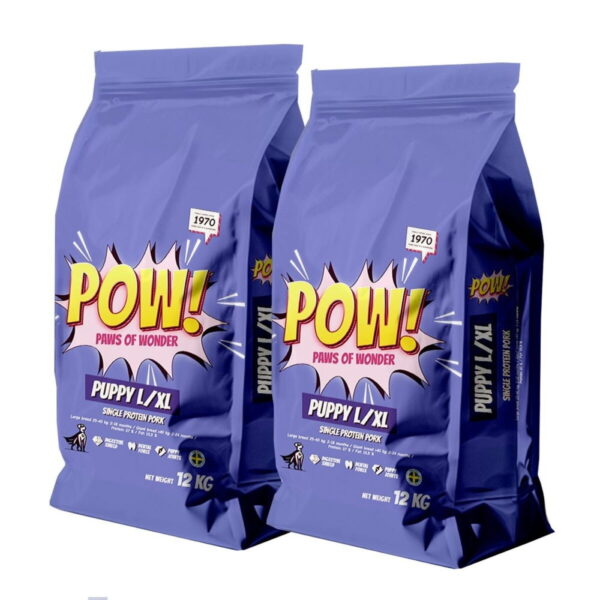 POW! Dog Puppy Large/X-Large Pork 2x12 kg