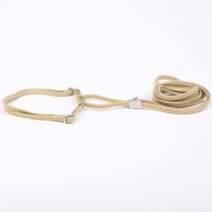 Show Dog Show Lead Flat Halvstrup med Klips Beige (5 mm x 120 cm)